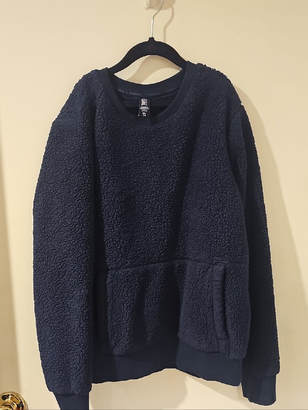 Athleta Girl Navy Sherpa Crewneck Pullover Girls Sz XL 14